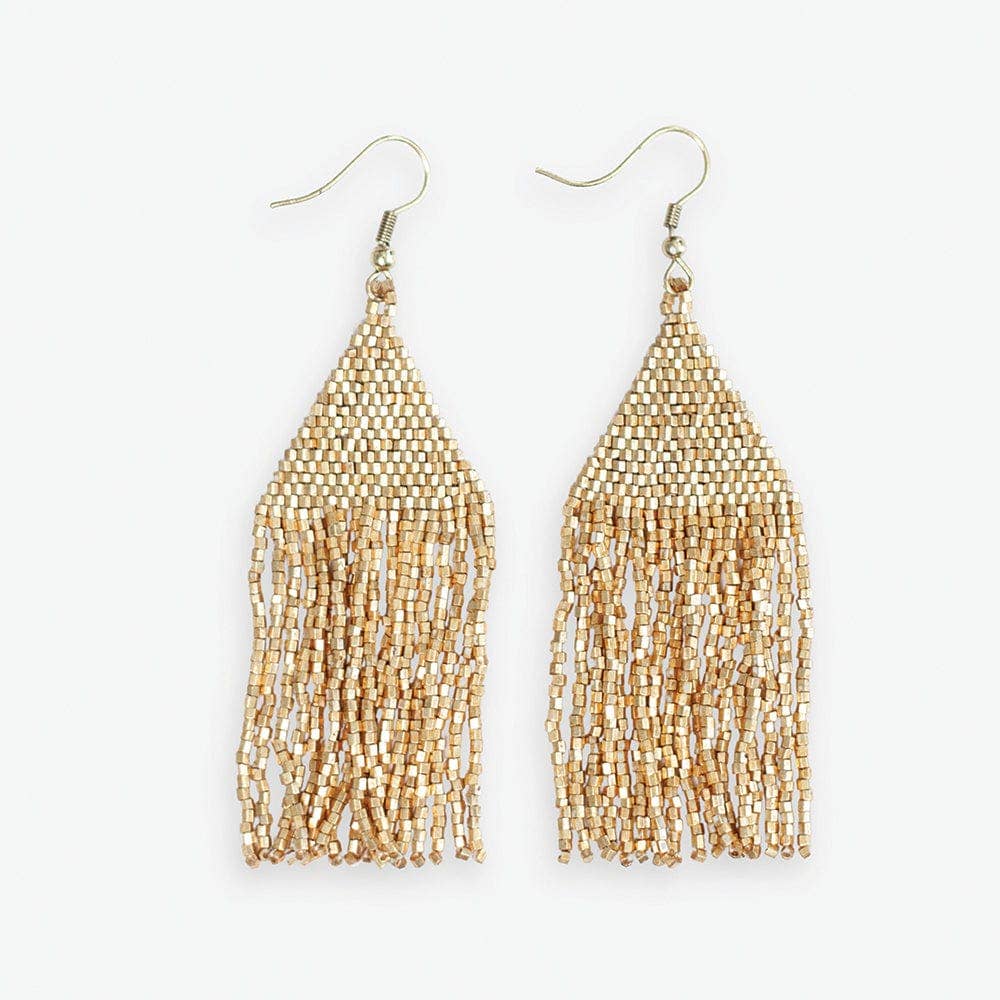 Lexie Solid Beaded Fringe Earrings Gold Wholesale