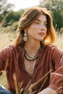 Stacked Spheres Earrings, Blue Sage