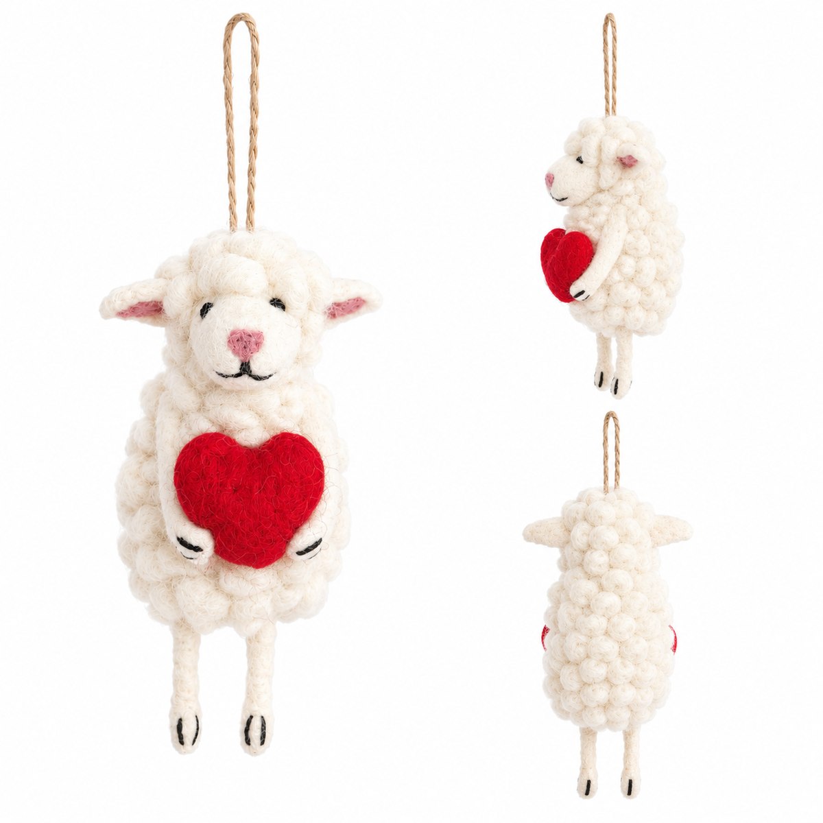 Sheep Holding Heart Ornament