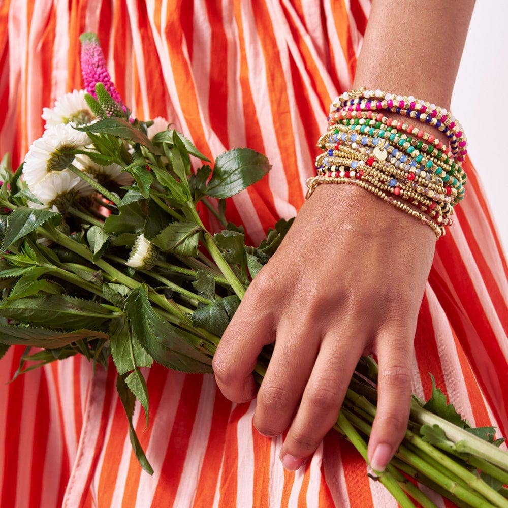 Louise Crystal Stretch Bracelet Blush + Gold Wholesale