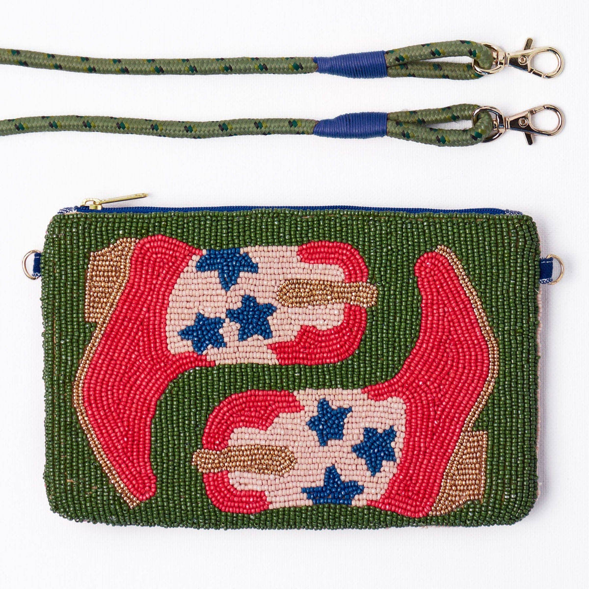 Leila Red Boots Seed Bead Clutch With Strap Wholesale
