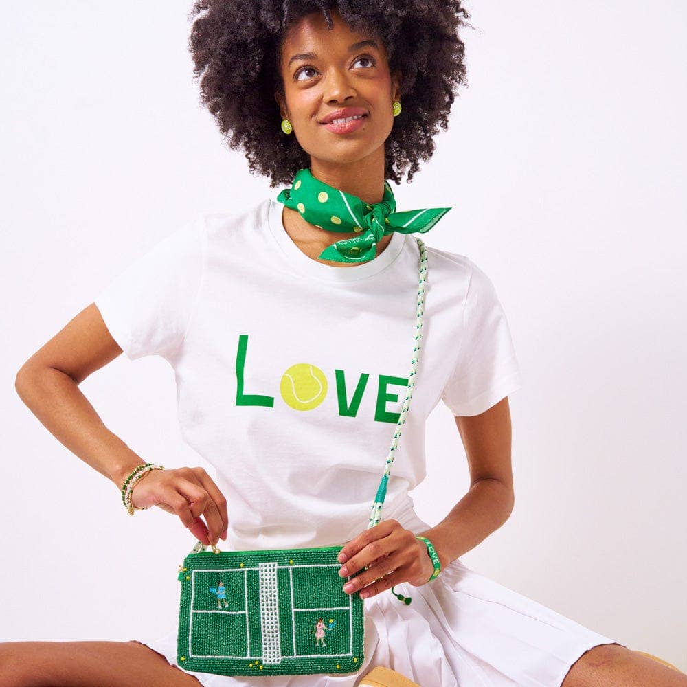 Leila Tennis Seed Bead Clutch With Strap Wholesale