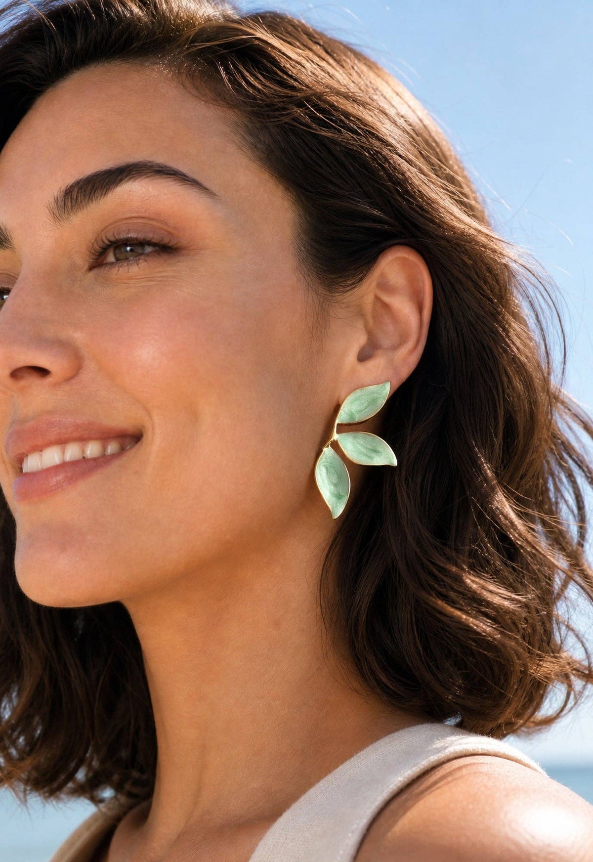 Canopy Leaf Earrings in Mint