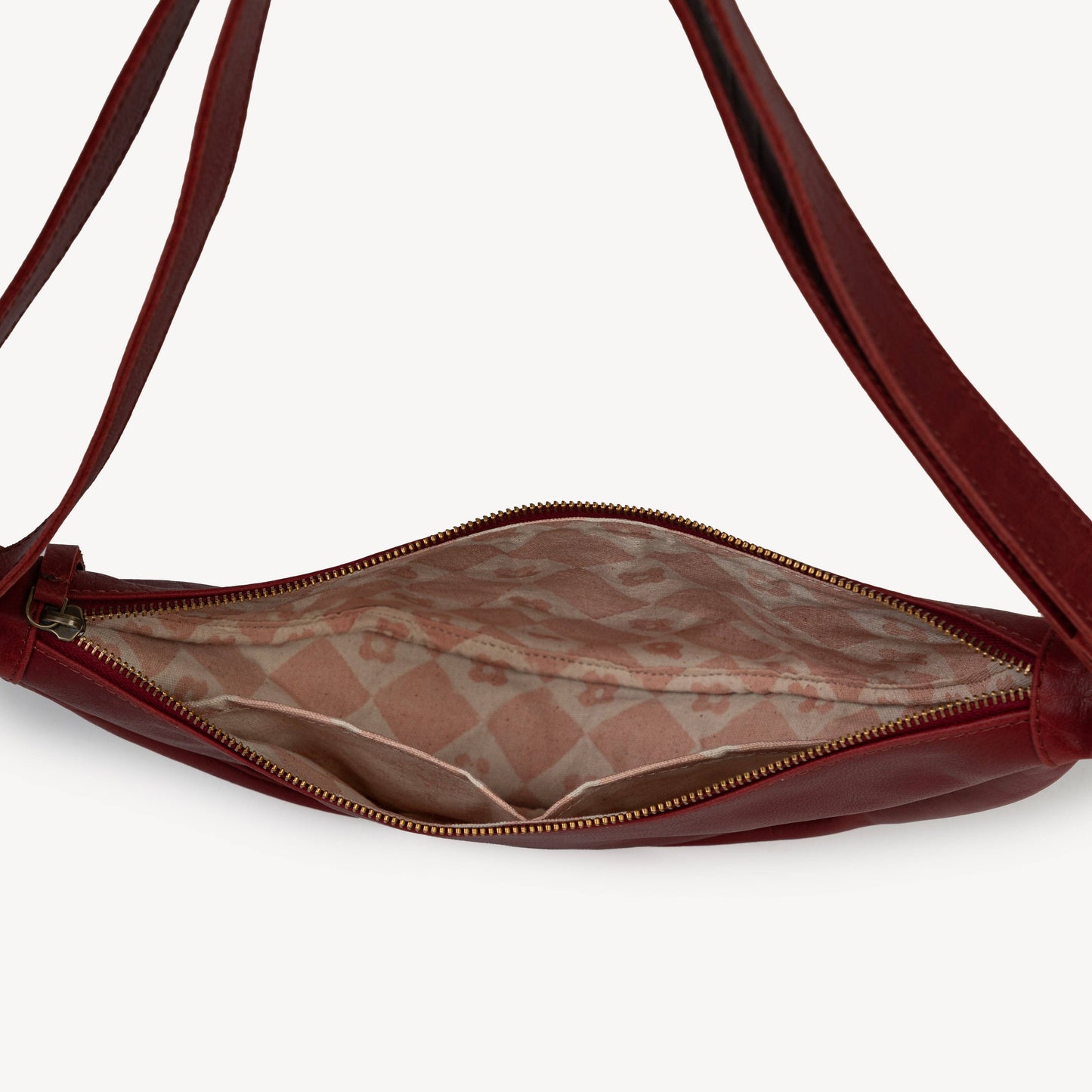 Pebbled Leather Moon Sling - Cherry