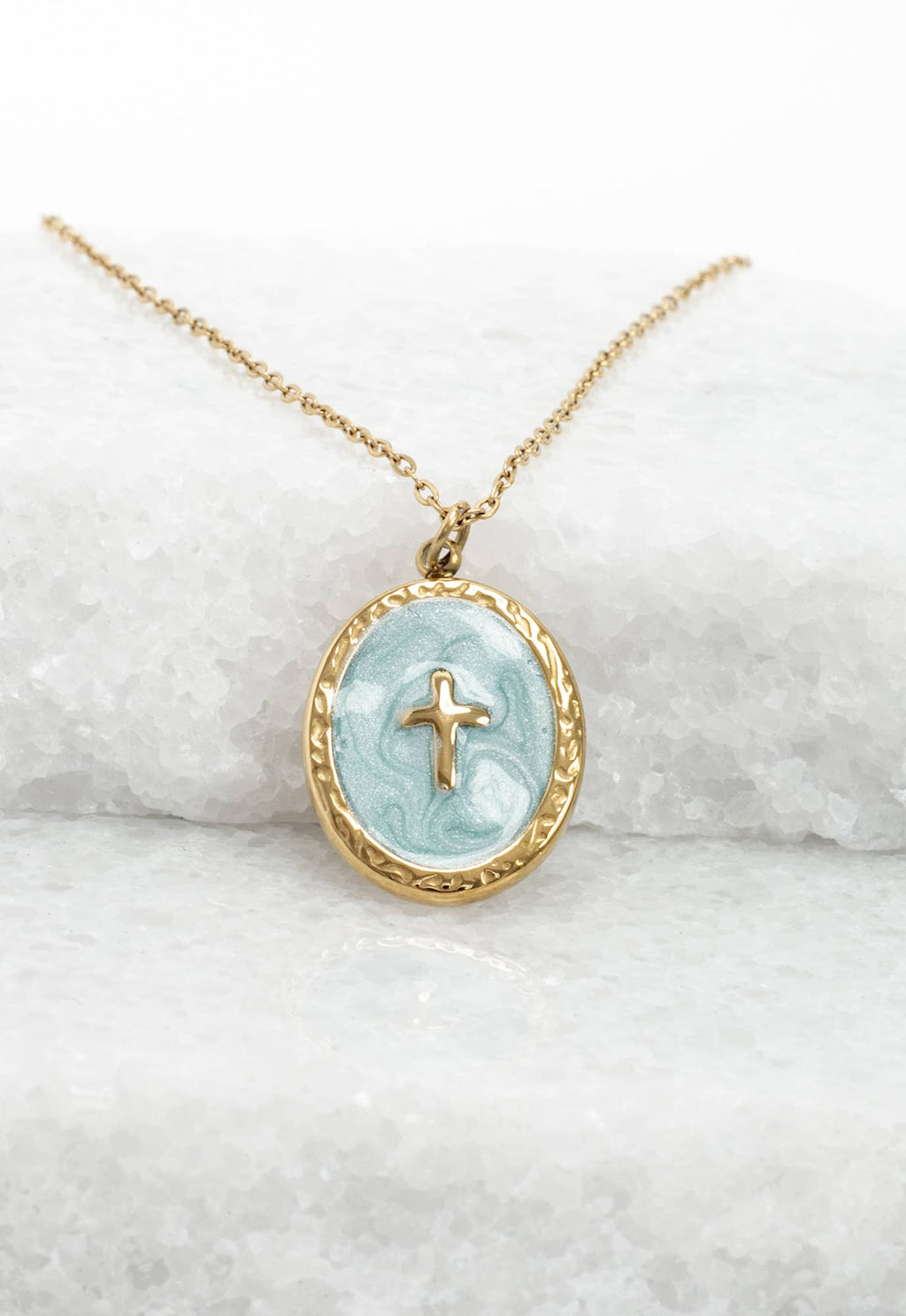 Shine Bright Cross Pendant in Mint