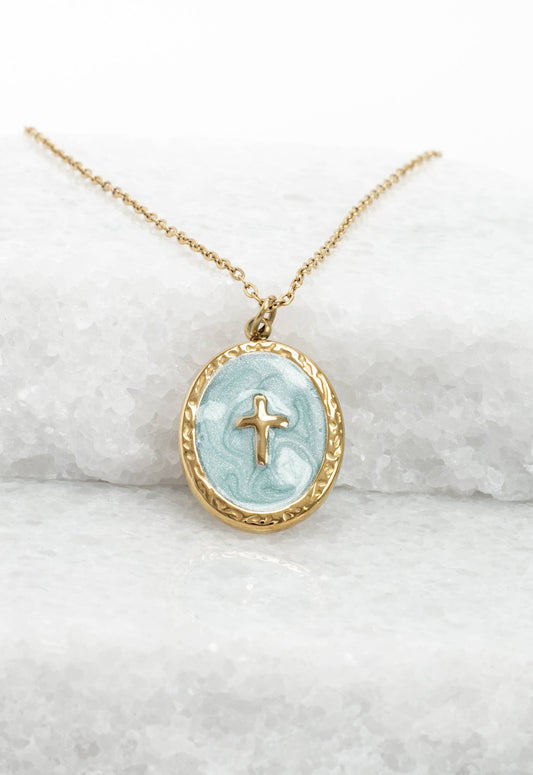 Shine Bright Cross Pendant in Mint
