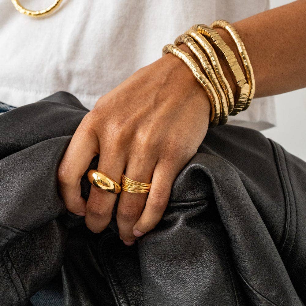 Lucille Round Bead Stretch Bracelet Brass Wholesale
