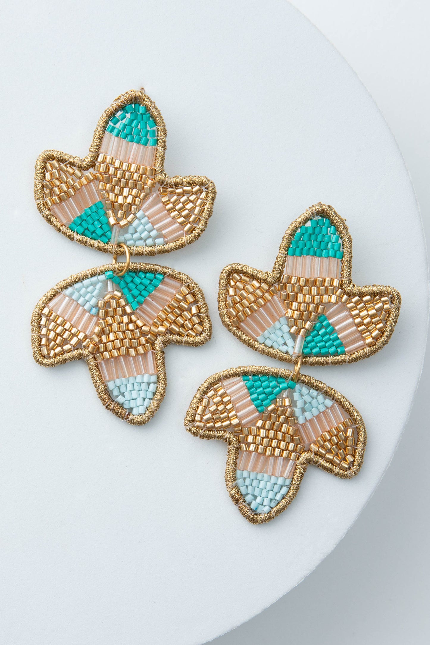Beaded Lotus Earrings