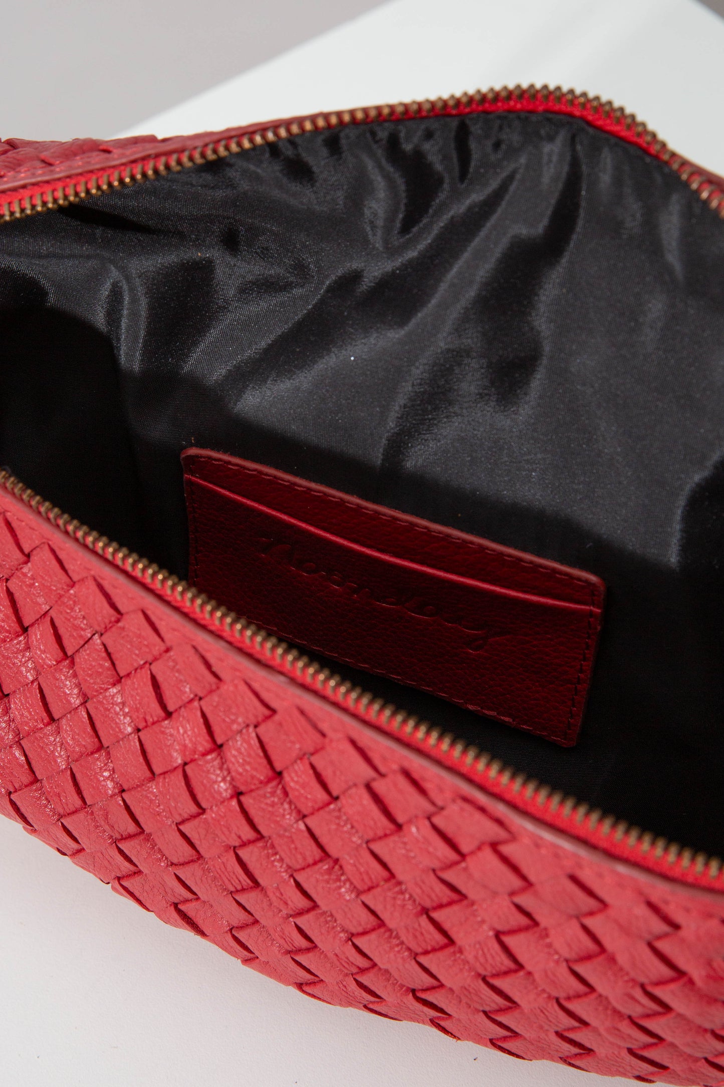 Red Essential Crossbody, Woven Leather