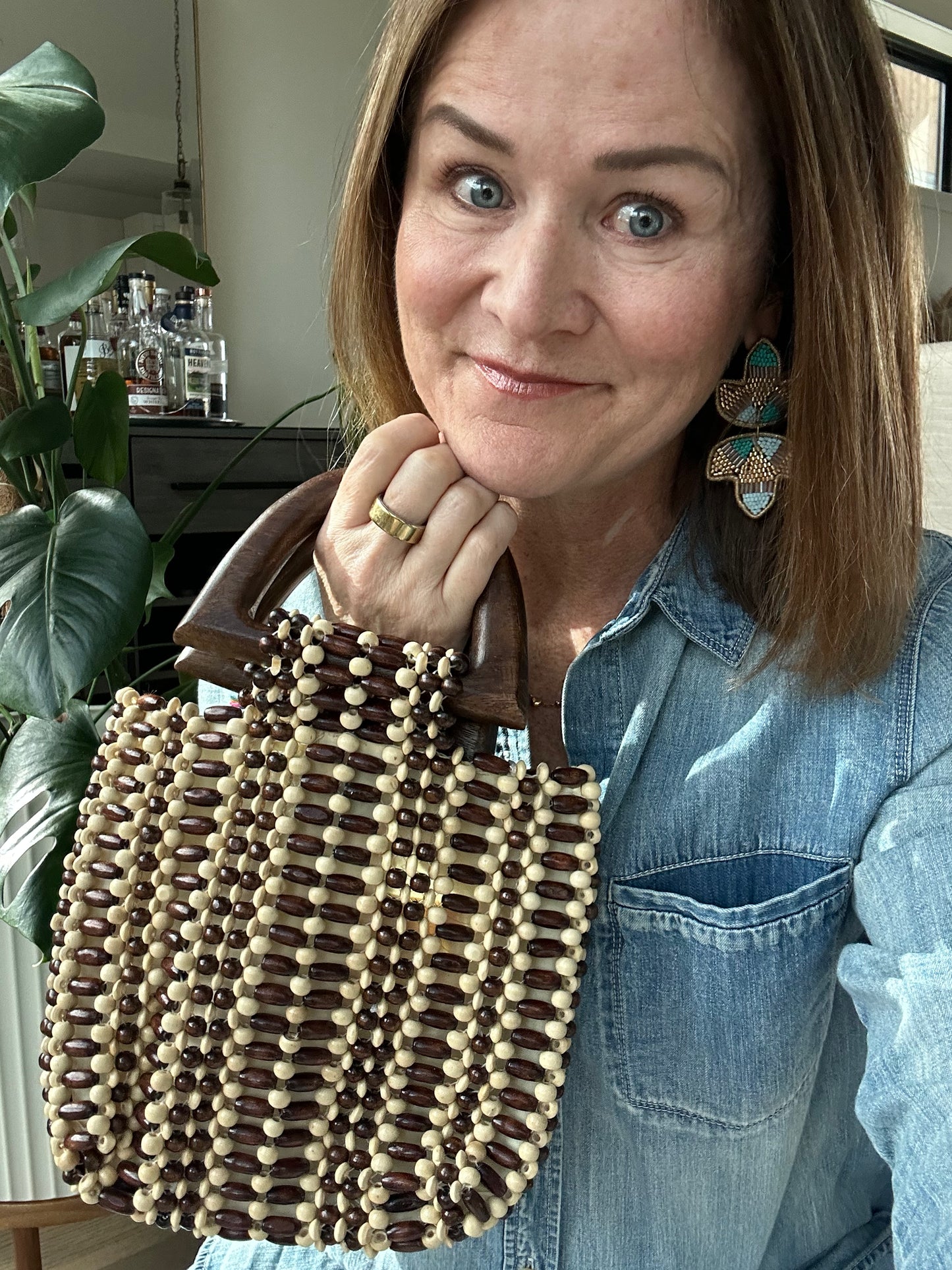 Cocoa Beaded Bag