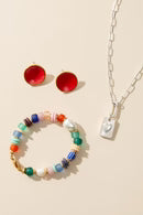 Mini Halo Earrings, Red