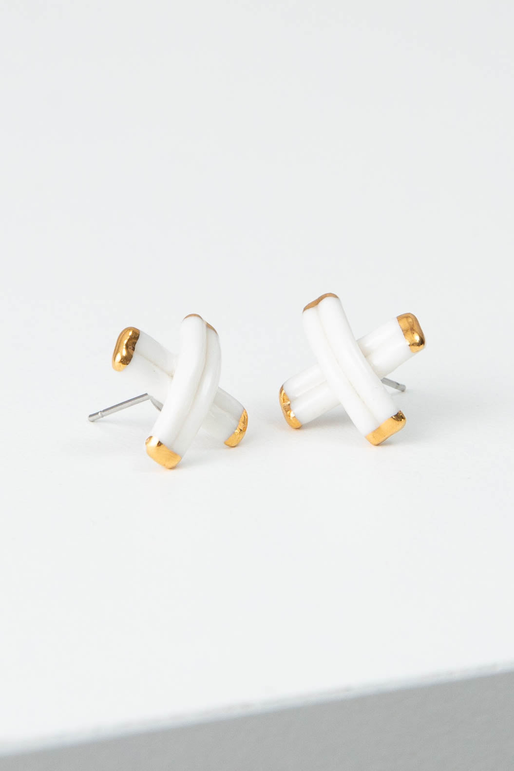Porcelain Criss-Cross Studs