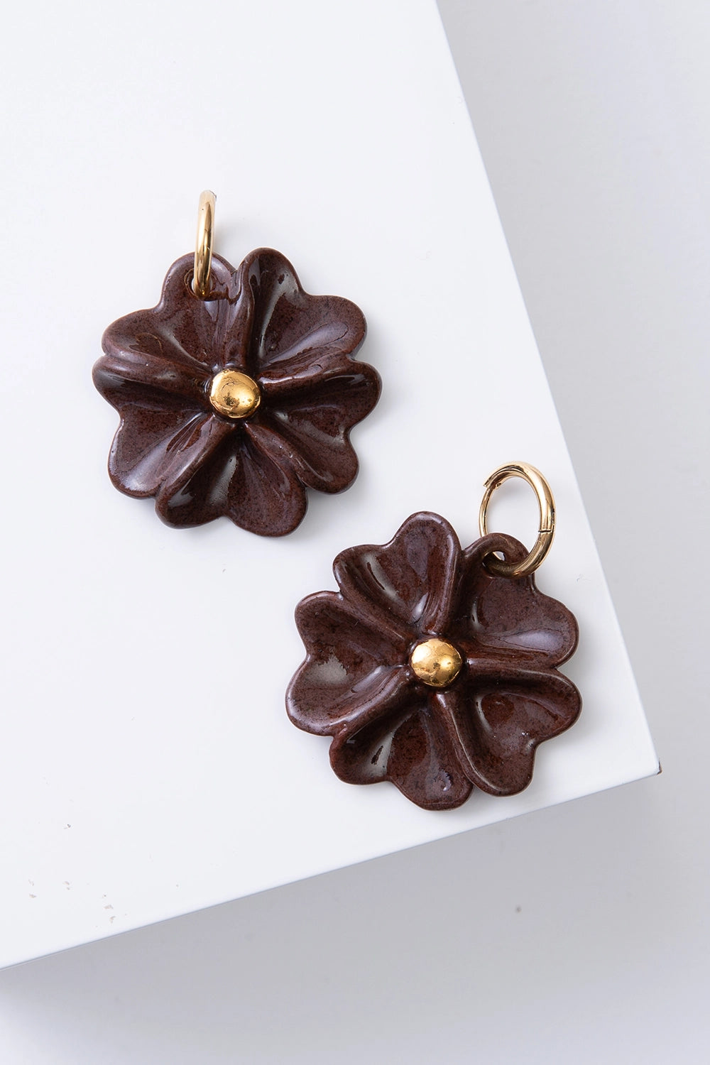 Porcelain Gold Touch Earrings
