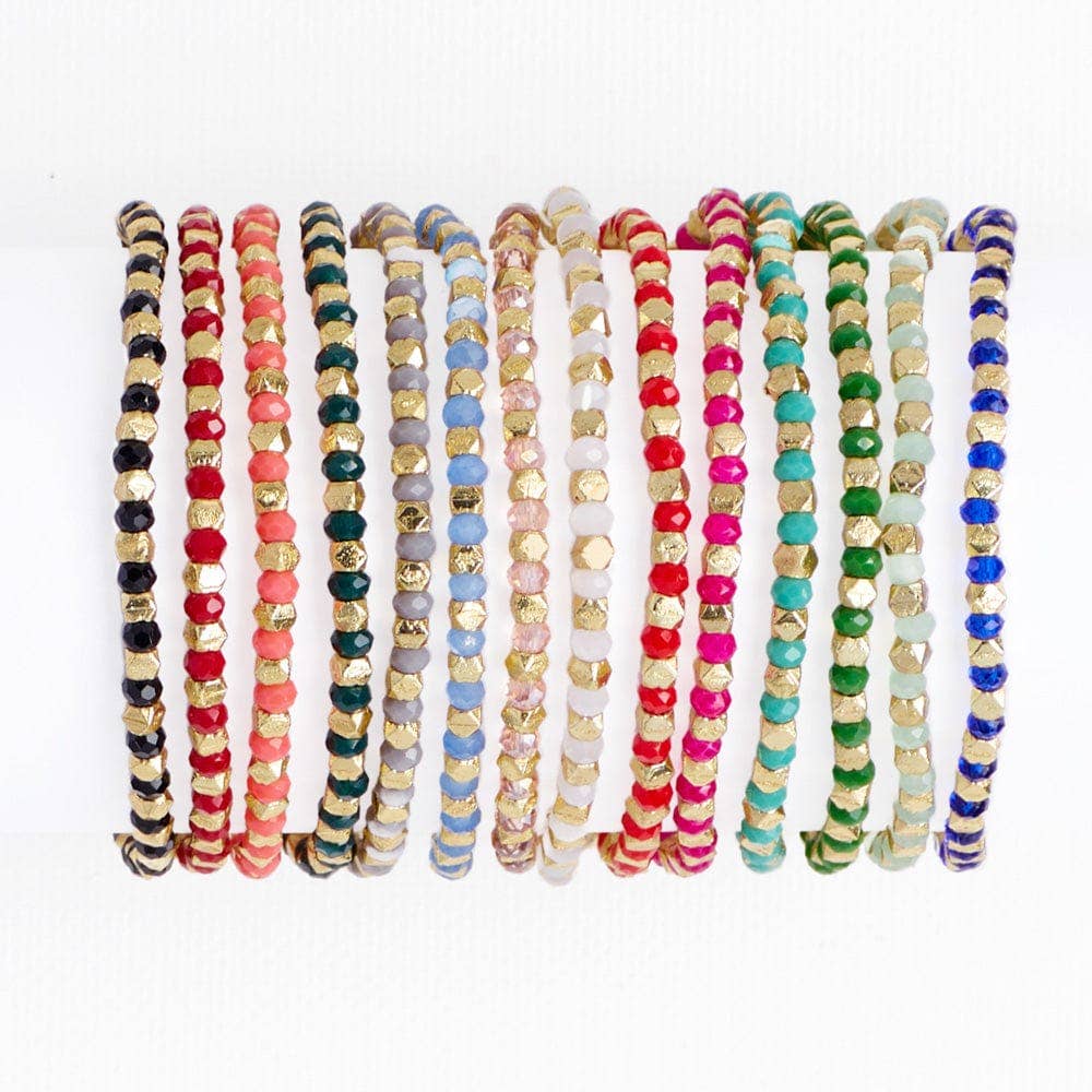 Louise Crystal Stretch Bracelet White + Gold Wholesale