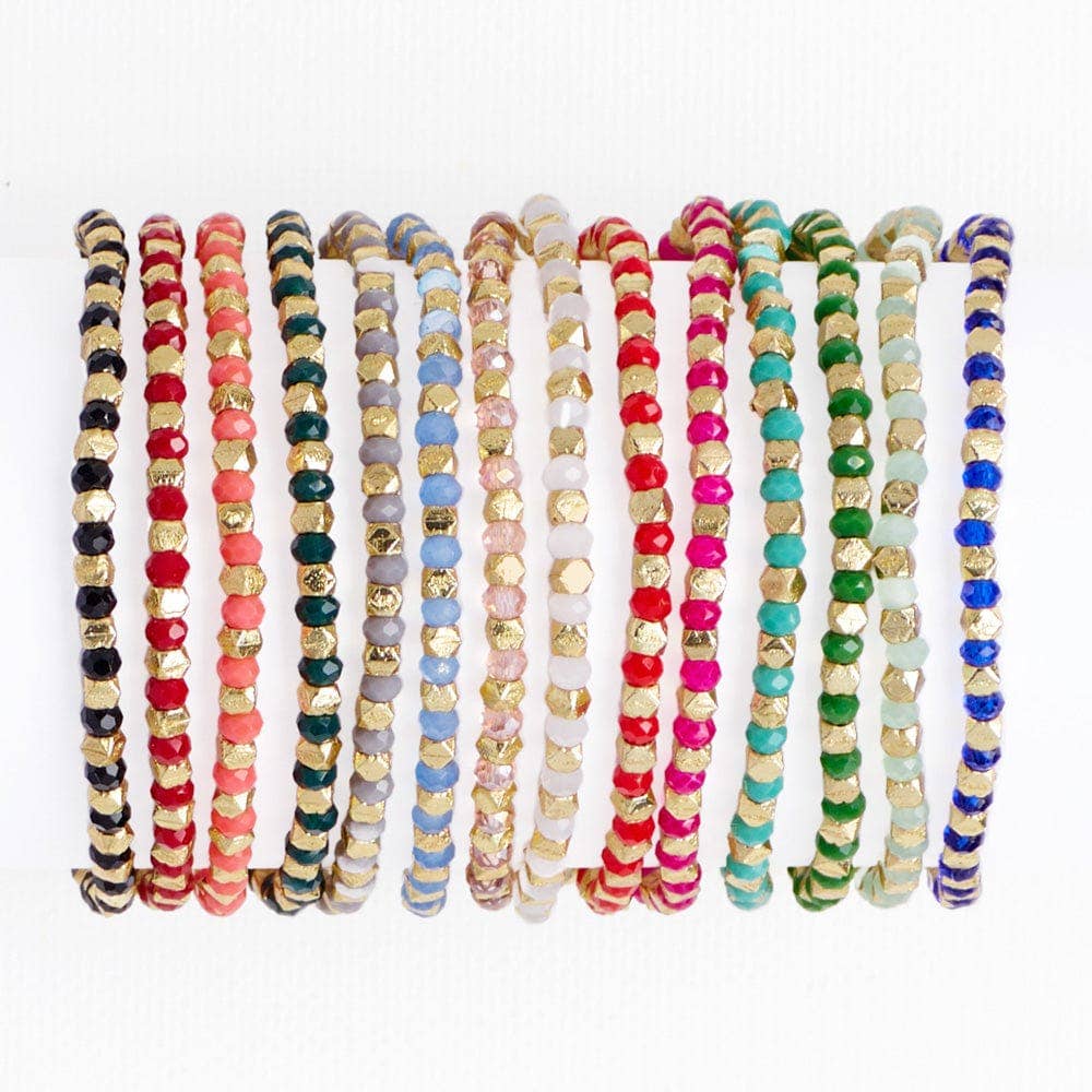 Louise Crystal Stretch Bracelet Blush + Gold Wholesale