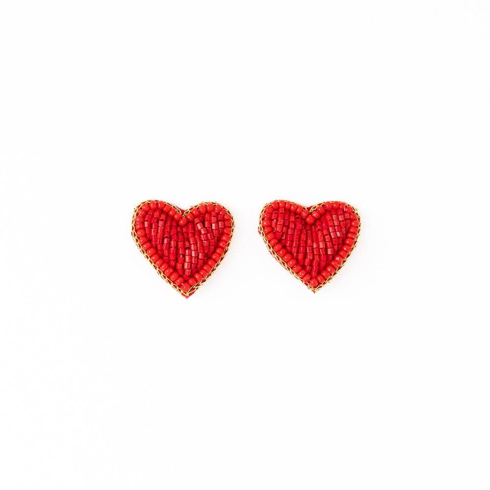 Haddie Heart Post Earrings Red Wholesale