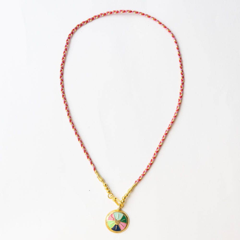 Maria Braided Necklace With Enamel Pendant Amore Red
