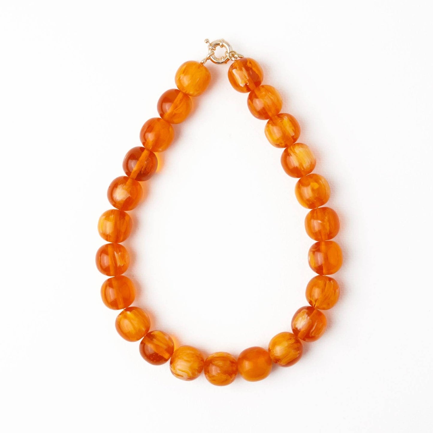 Iris Large Resin Bead Necklace Amber Wholesale