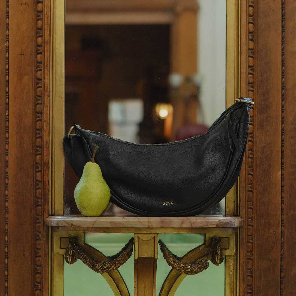 Pebbled Leather Moon Sling - Black