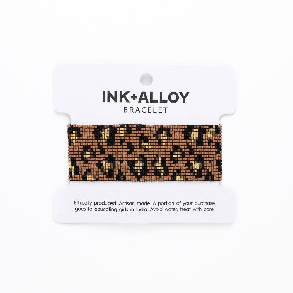 Brooklyn Cheetah Print Beaded Stretch Bracelet Mocha Wholesale