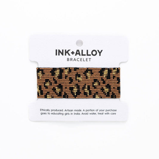 Brooklyn Cheetah Print Beaded Stretch Bracelet Mocha