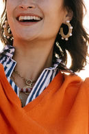 Golden Crochet Pearl Hoops