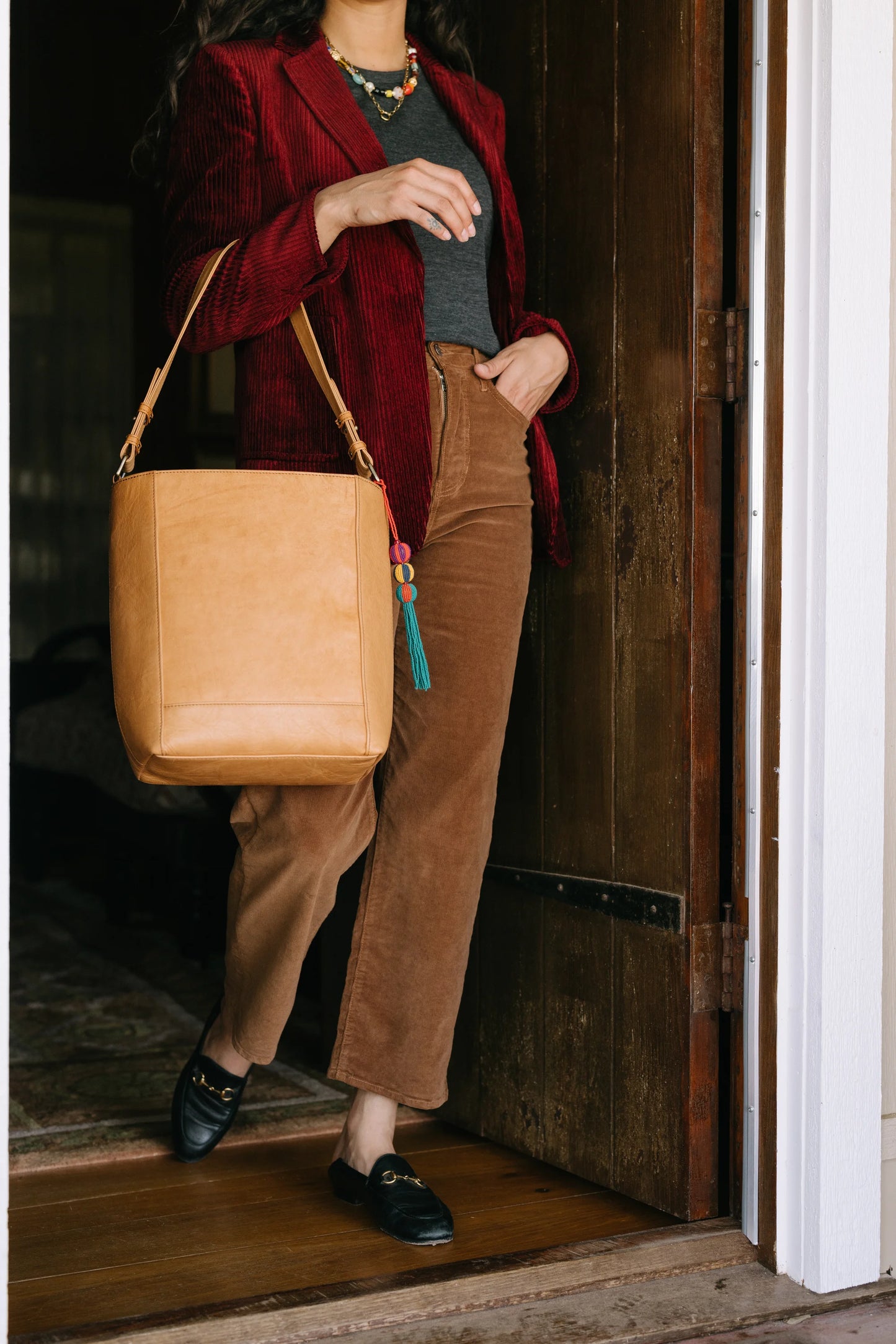 Modern Leather Bucket Tote