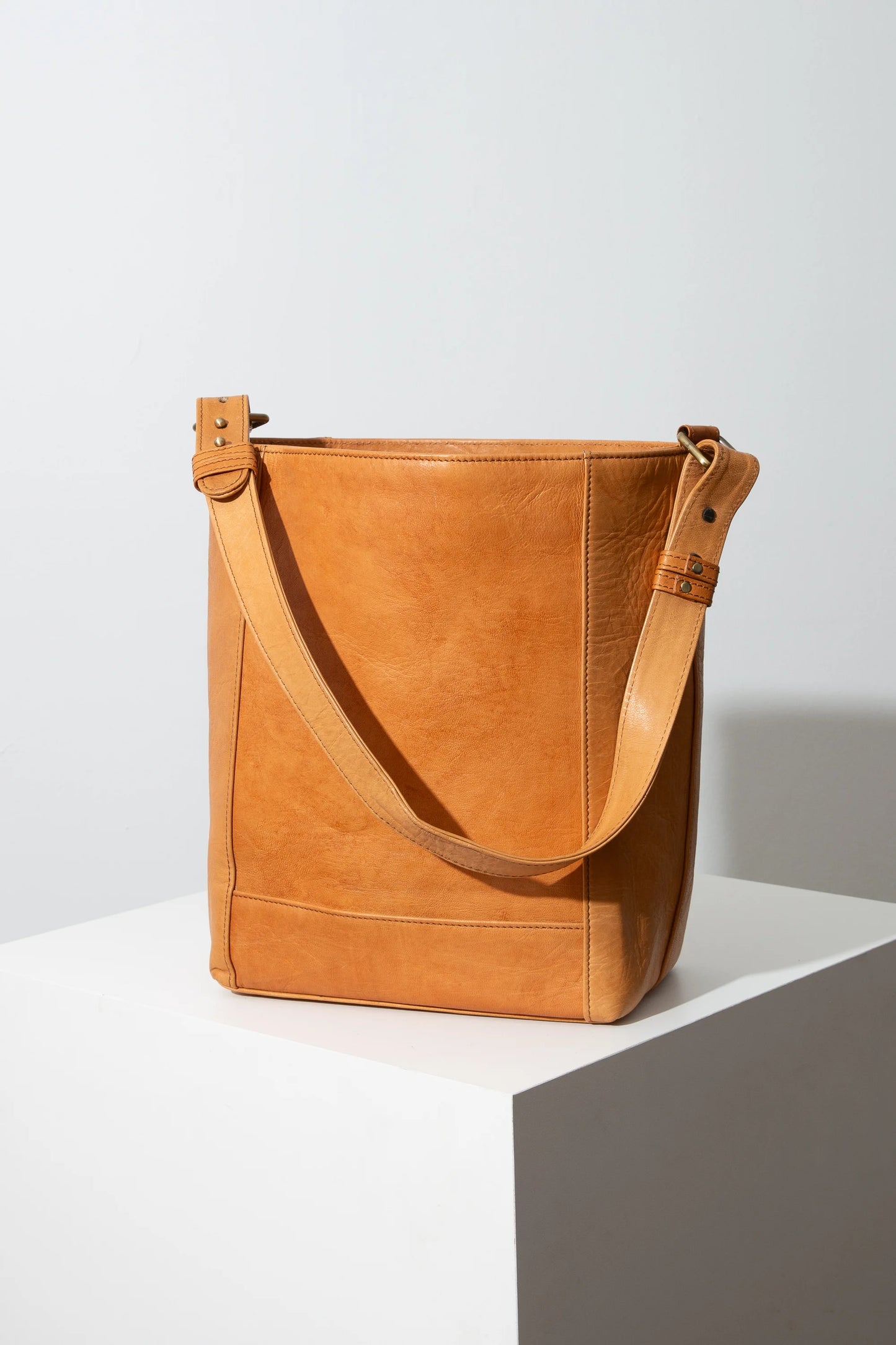 Modern Leather Bucket Tote