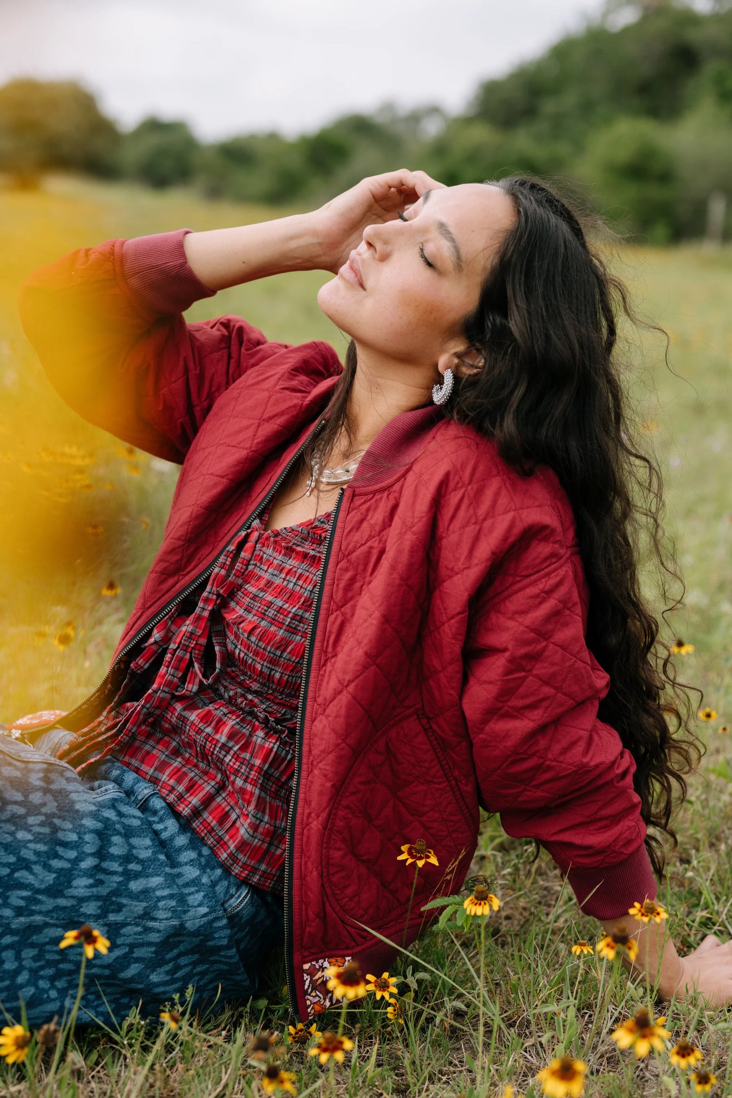 Quilted Bomber Jacket, Floral Ikat
