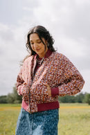 Quilted Bomber Jacket, Floral Ikat