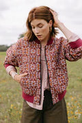 Quilted Bomber Jacket, Floral Ikat