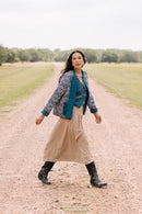 Reversible Quilted Jacket, Azul
