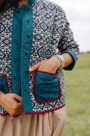 Reversible Quilted Jacket, Azul