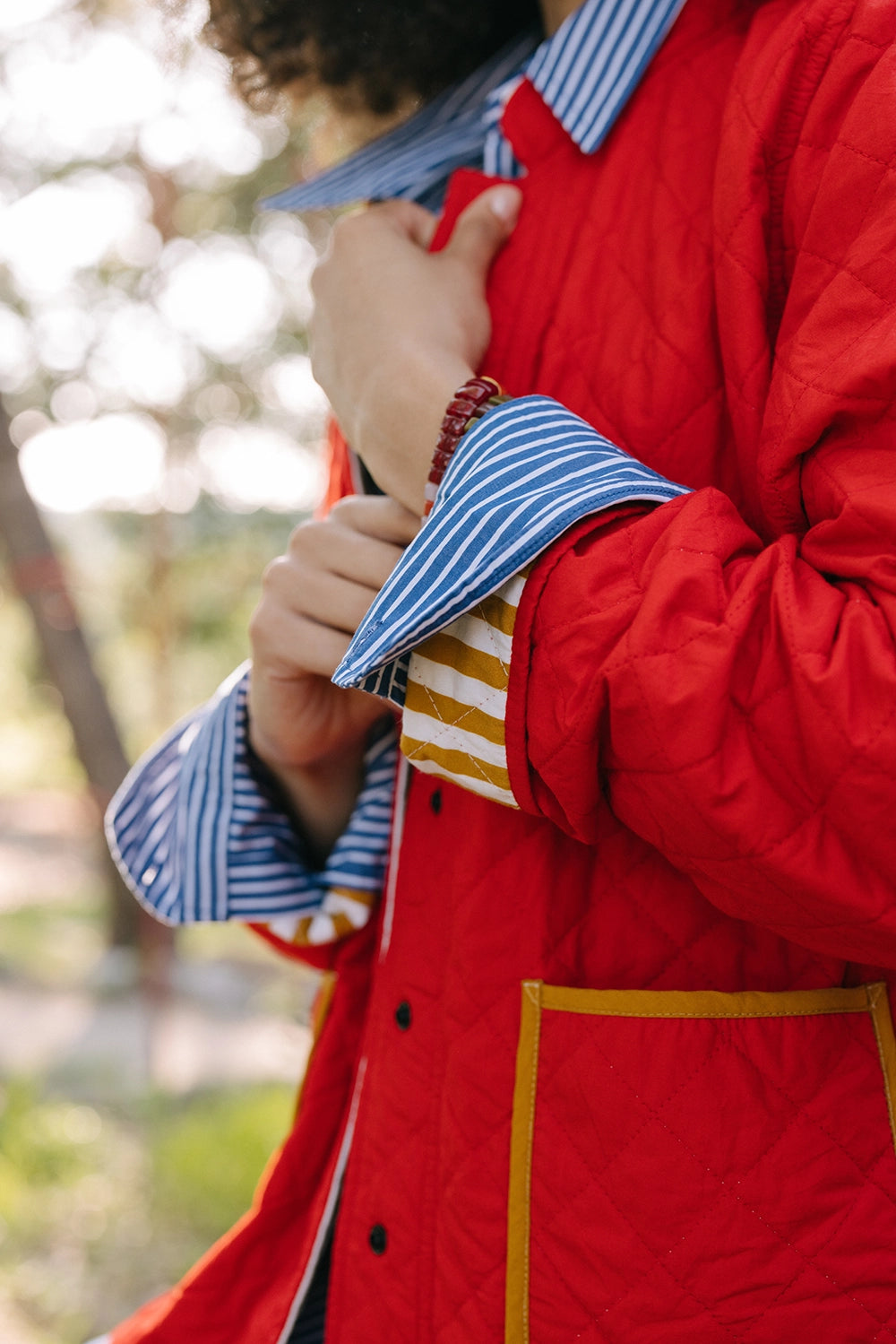 Reversible Quilted Jacket Striped Marigold | Noonday