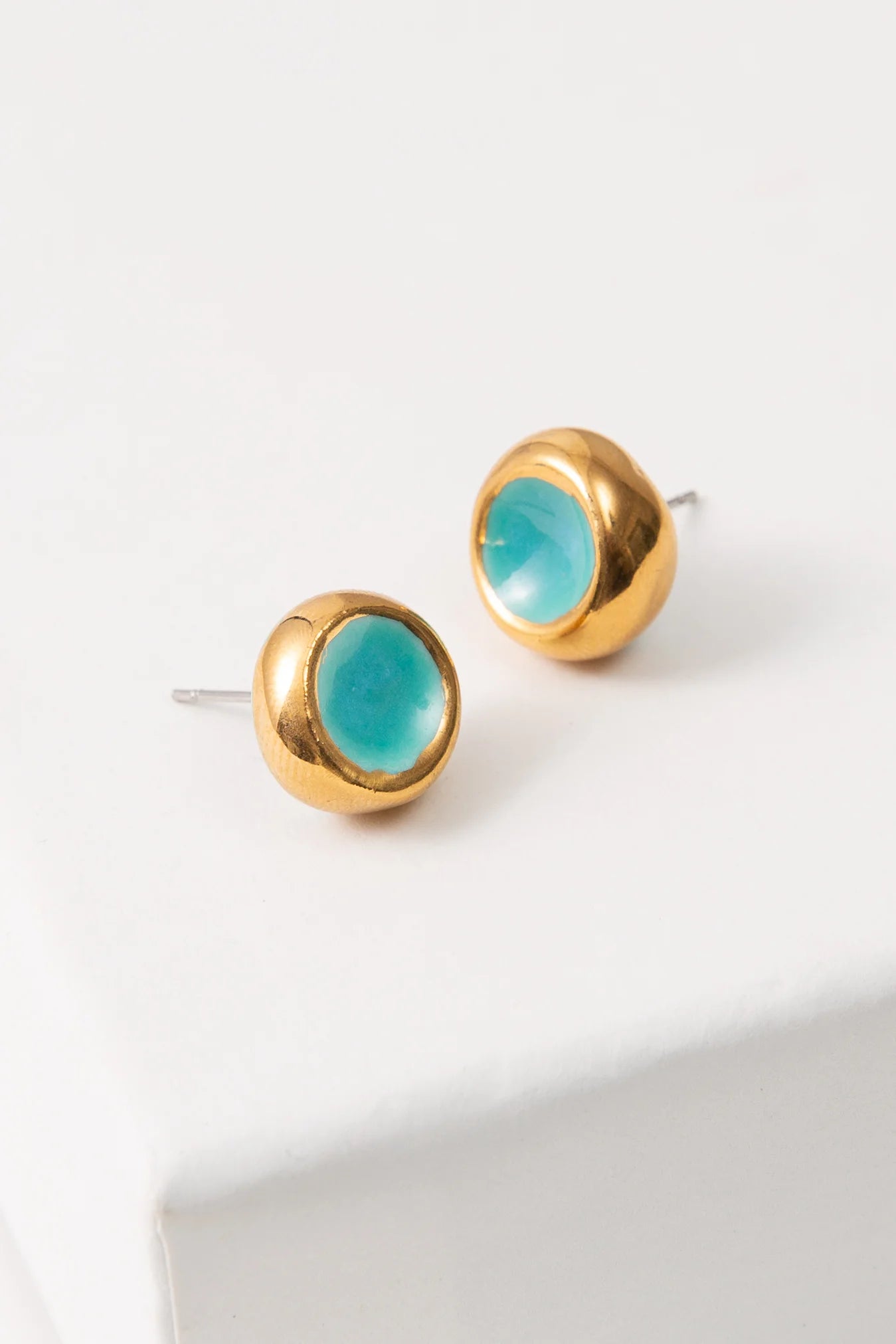 Sculpted Porcelain Studs, Turquoise