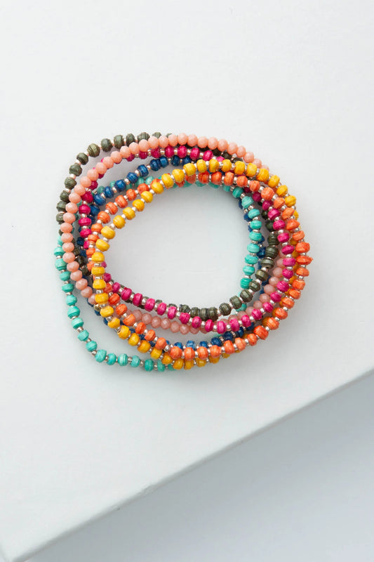 Tiny Paper Bead Bracelet Set of 8
