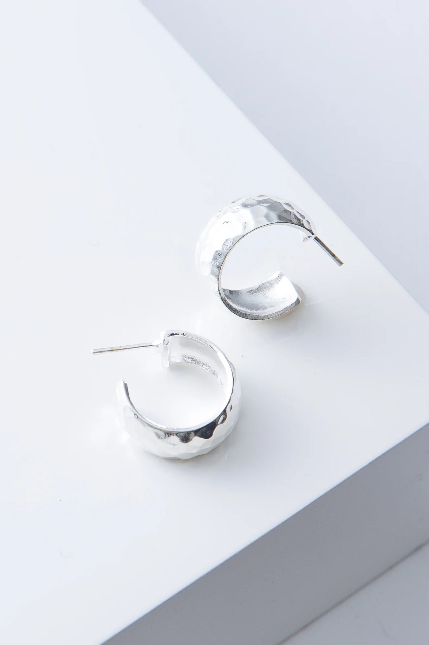 Wide Hammered Hoops